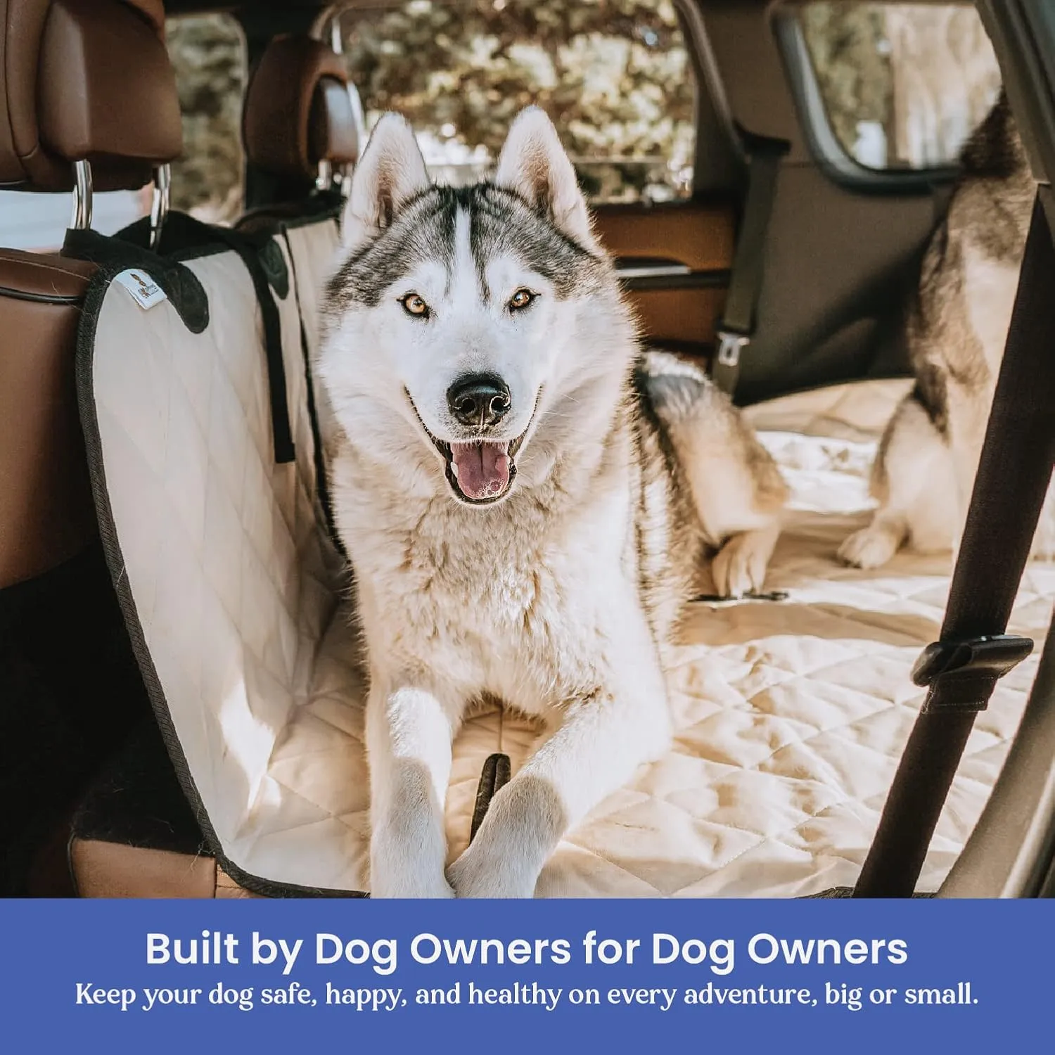 4Knines SUV Cargo Liner, Trunk Protector for Vehicles, Durable Cargo Mat for SUV, Compatible with 60/40 Split Seats & Armrest Pass-Through, Waterproof, Easy to Clean, Non-Slip - Small Size, Tan