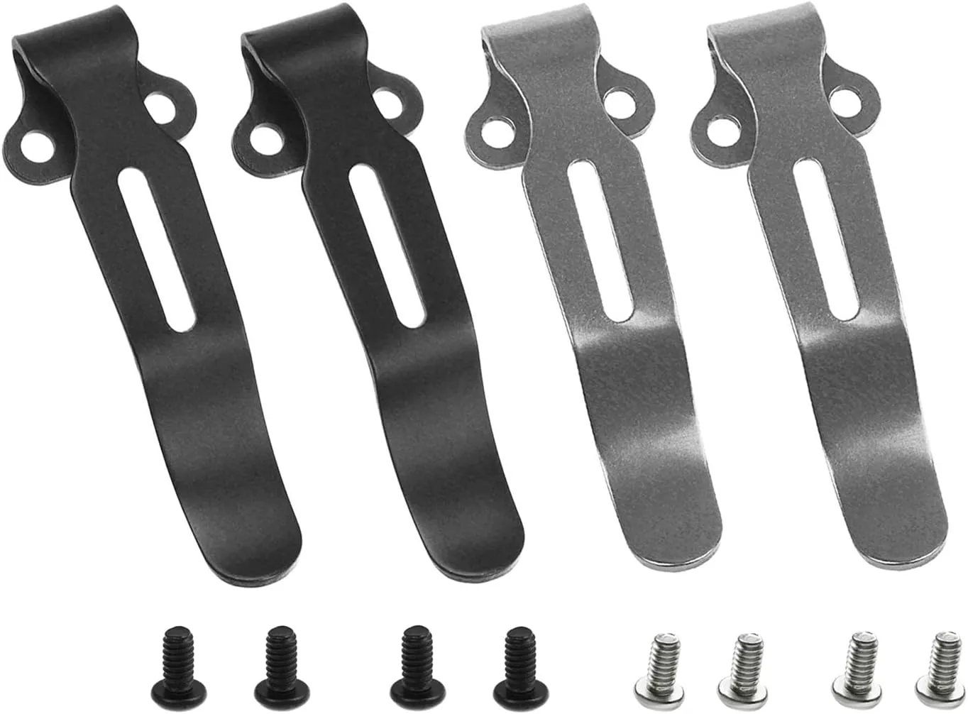 4Pcs Deep Carry Pocket Clips, Black and Stone Wash Titanium Pocket Clips with Screws for Benchmade 535 (Black and Stone Wash)