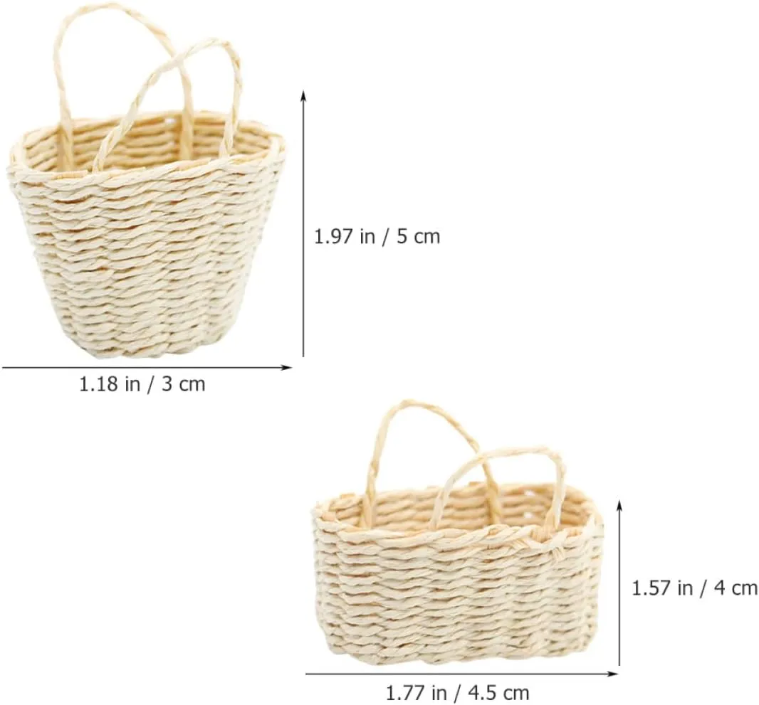 4sets 2pcs Miniature Woven Basket Decor Dollhouse Accessories for Decorative Basket Model for Mini House Micro Landscape Compact and Easy to Store 2pcs*4