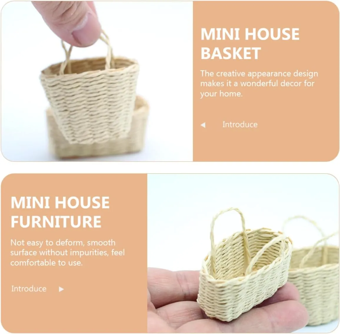 4sets 2pcs Miniature Woven Basket Decor Dollhouse Accessories for Decorative Basket Model for Mini House Micro Landscape Compact and Easy to Store 2pcs*4