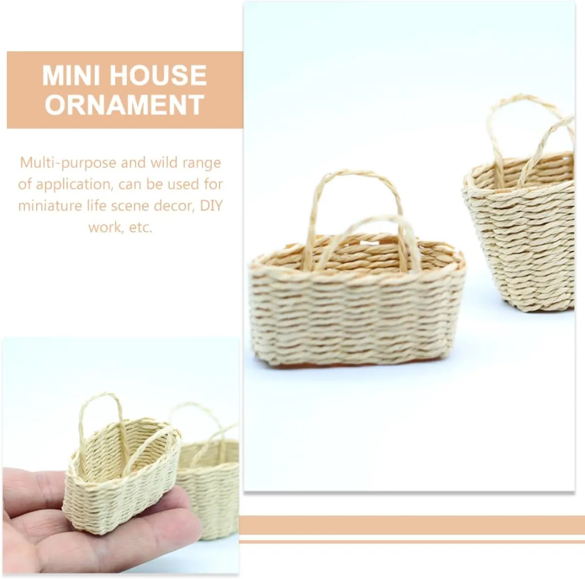 4sets 2pcs Miniature Woven Basket Decor Dollhouse Accessories for Decorative Basket Model for Mini House Micro Landscape Compact and Easy to Store 2pcs*4