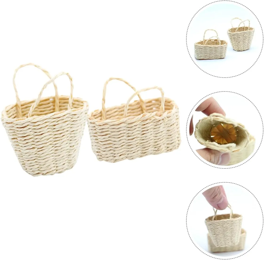 4sets 2pcs Miniature Woven Basket Decor Dollhouse Accessories for Decorative Basket Model for Mini House Micro Landscape Compact and Easy to Store 2pcs*4