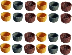 4sets Mini House Baskets Decorative Miniature Baskets for Dollhouse Creative Room Decor Photo Props Home Adornment Natural 6pcs*4