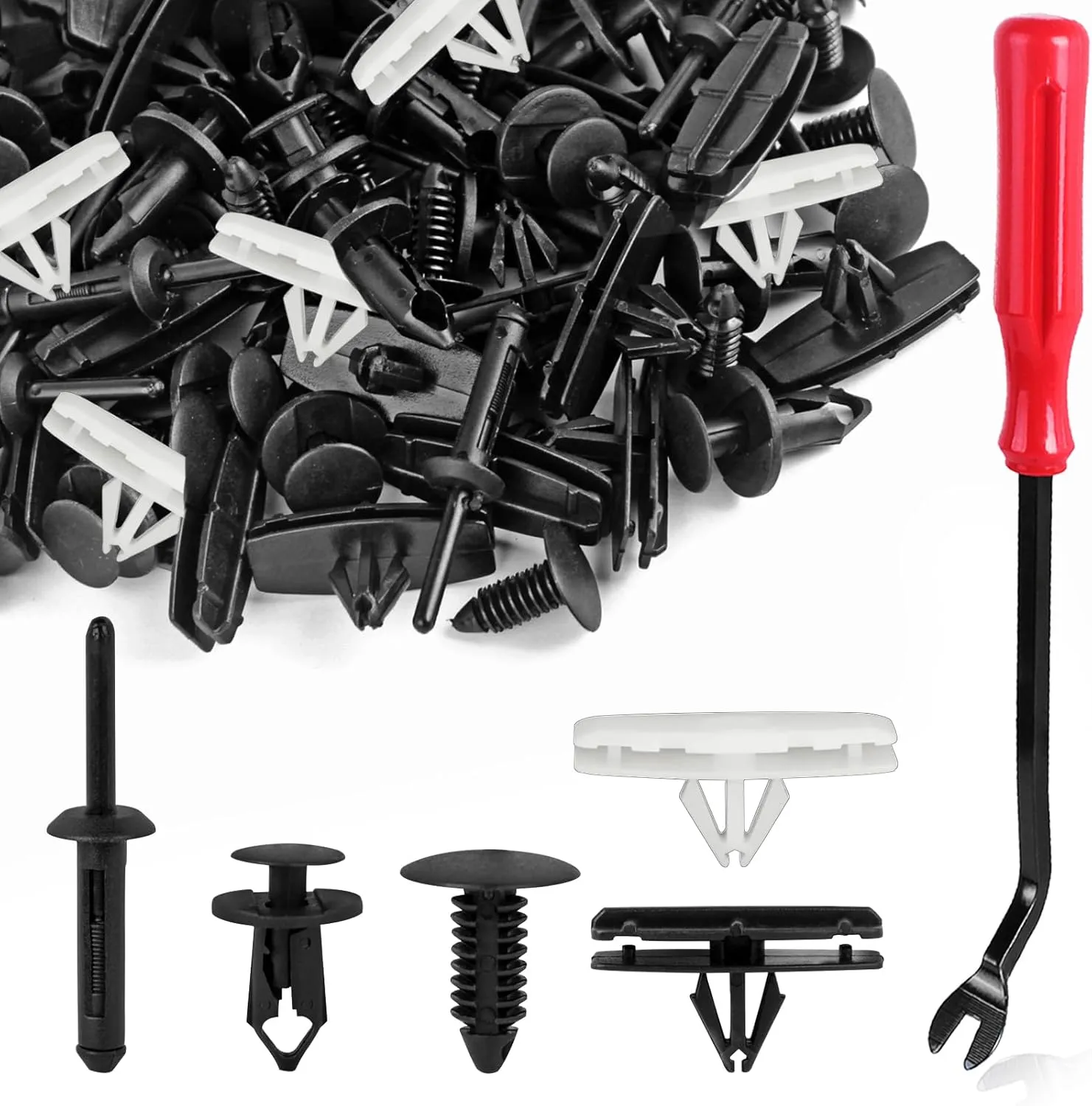 5 in 1 Wrangler Grille Fastener Retainer Clips, Xislet Push-Type Plastic Rivets Compatible with 2007-2024 Jeep Wrangler & 2005-2010 Grand Cherokee Fender Bumper Clips Replace 6503598-151PCS