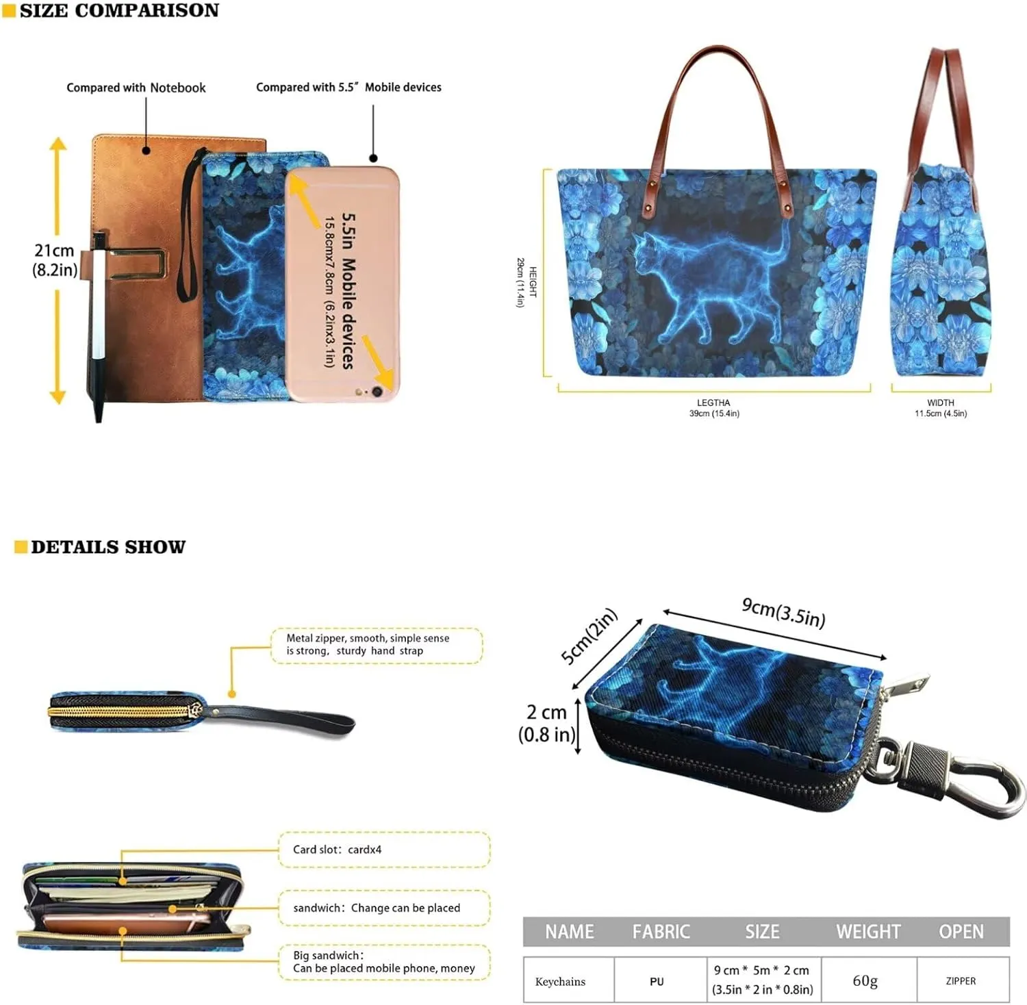 5 PCS Purse and Wallet Set Large Shoulder Bag Top Handle Purse with PU Wallet Cosmetic Purse Car Key Cover