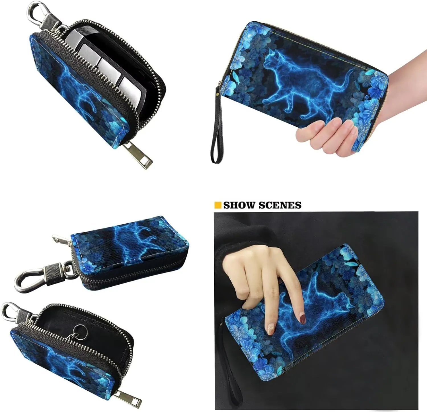 5 PCS Purse and Wallet Set Large Shoulder Bag Top Handle Purse with PU Wallet Cosmetic Purse Car Key Cover