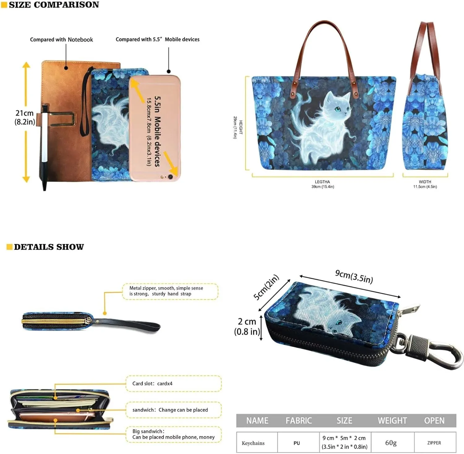 5 PCS Purse and Wallet Set Large Shoulder Bag Top Handle Purse with PU Wallet Cosmetic Purse Car Key Cover