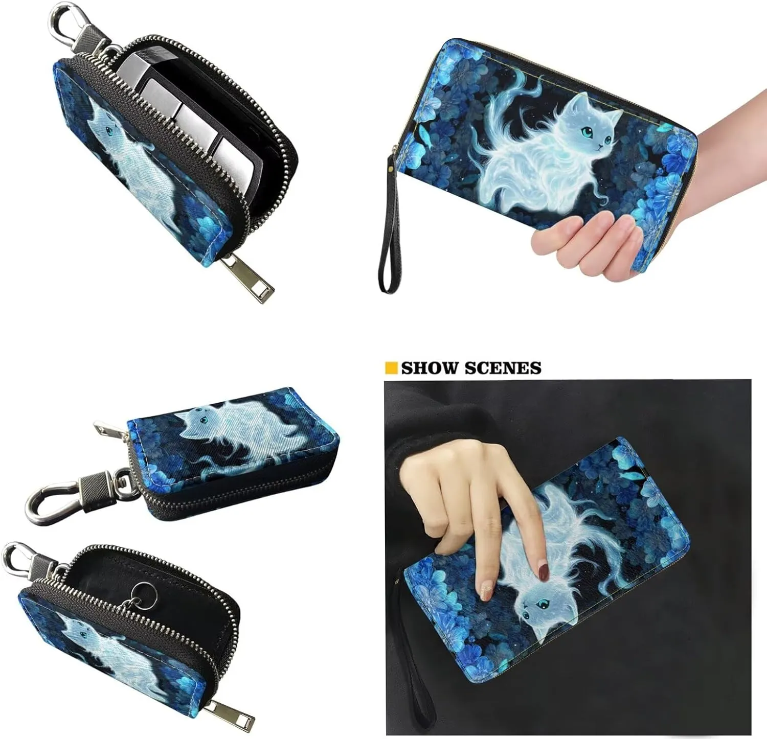 5 PCS Purse and Wallet Set Large Shoulder Bag Top Handle Purse with PU Wallet Cosmetic Purse Car Key Cover