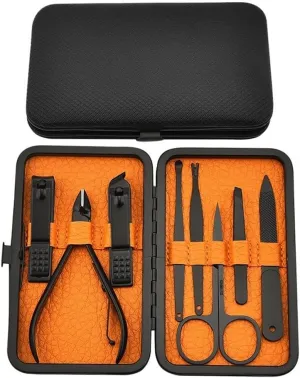 8 Pieces Stainless Steel Professional Grooming Kits Sharp Nail Clippers Set Portable Mini Manicure and Pedicure Kit with Exquisite Travel Case(Brown)