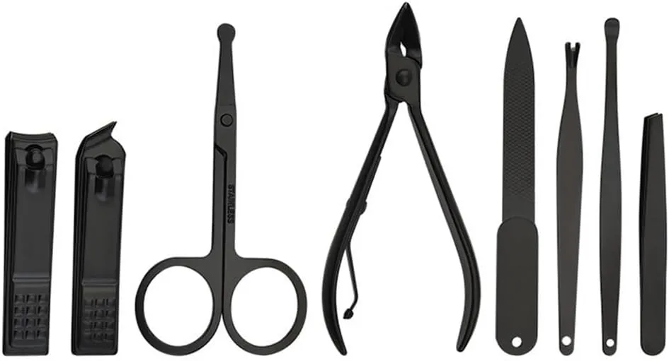8 Pieces Stainless Steel Professional Grooming Kits Sharp Nail Clippers Set Portable Mini Manicure and Pedicure Kit with Exquisite Travel Case(Brown)