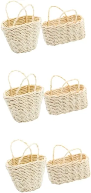 8pcs Miniature Woven Basket Decor for Dollhouse Adorable Rattan Prop for Boys and Girls Supplies for Mini House Landscaping Accessories for Home Decoration