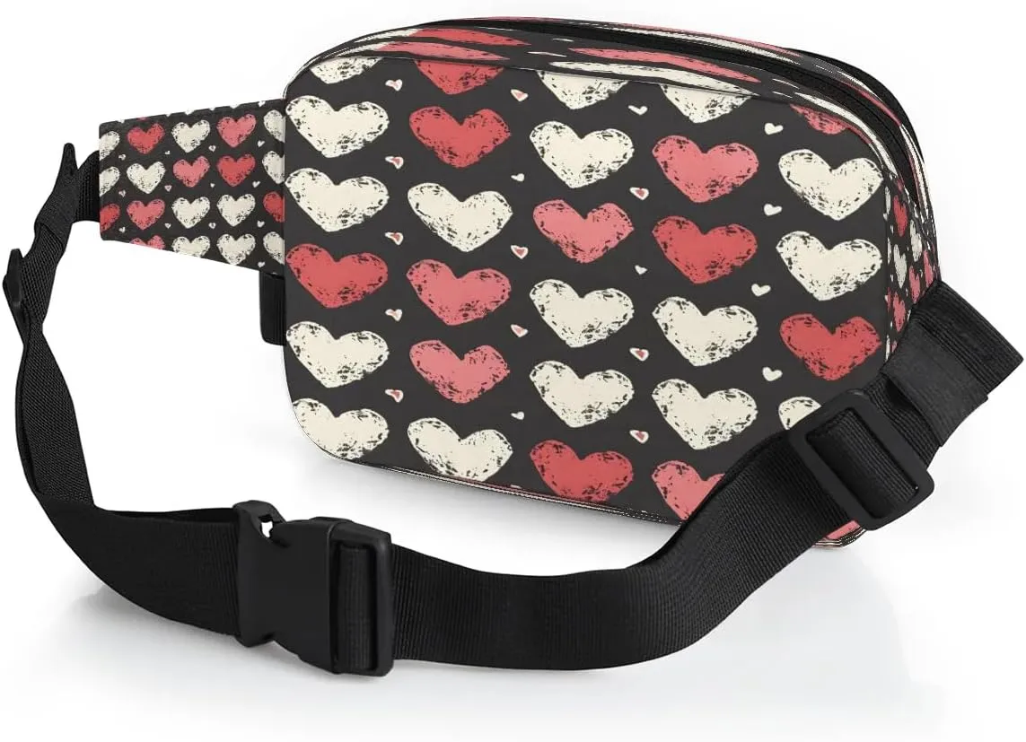 Abstraction Love Retro Print Fanny Packs for Women Men Waterproof Waist Bag with Adjustable Strap Belt Bag for Travel Running Hiking