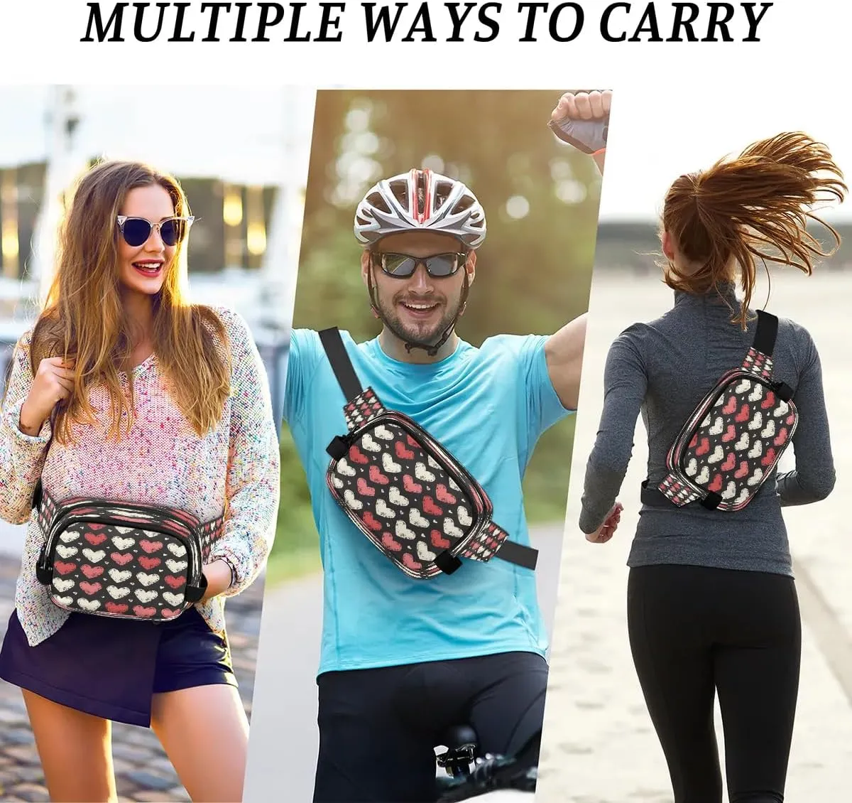 Abstraction Love Retro Print Fanny Packs for Women Men Waterproof Waist Bag with Adjustable Strap Belt Bag for Travel Running Hiking