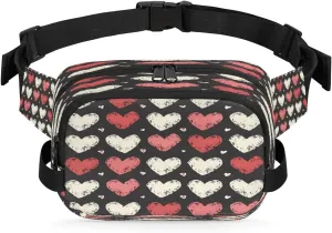 Abstraction Love Retro Print Fanny Packs for Women Men Waterproof Waist Bag with Adjustable Strap Belt Bag for Travel Running Hiking