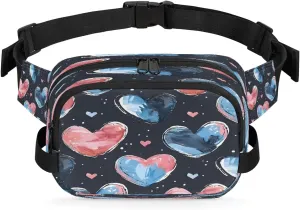 Abstraction Love Retro Printings Fanny Packs for Women Men Waterproof Waist Bag with Adjustable Strap Belt Bag for Travel Running Hiking