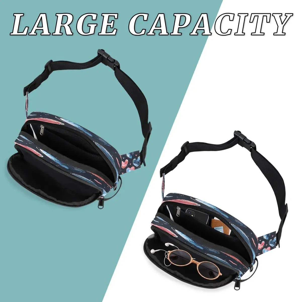 Abstraction Love Retro Printings Fanny Packs for Women Men Waterproof Waist Bag with Adjustable Strap Belt Bag for Travel Running Hiking
