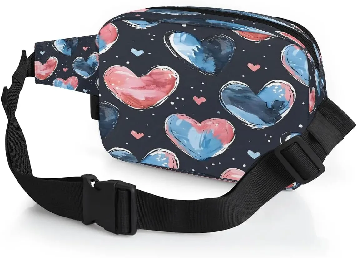 Abstraction Love Retro Printings Fanny Packs for Women Men Waterproof Waist Bag with Adjustable Strap Belt Bag for Travel Running Hiking
