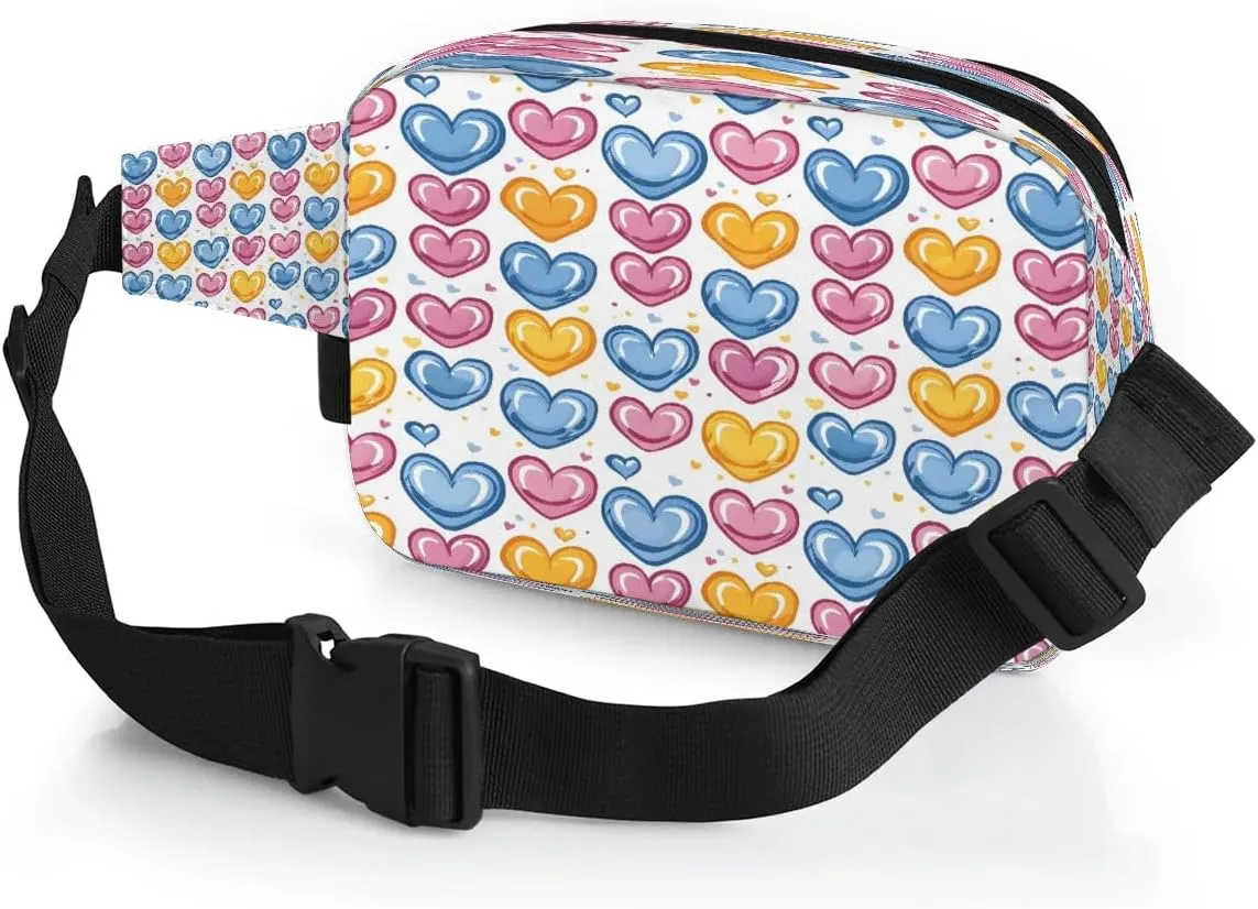 Abstraction Love Retro Prints Fanny Packs for Women Men Waterproof Waist Bag with Adjustable Strap Belt Bag for Travel Running Hiking