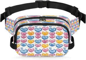 Abstraction Love Retro Prints Fanny Packs for Women Men Waterproof Waist Bag with Adjustable Strap Belt Bag for Travel Running Hiking