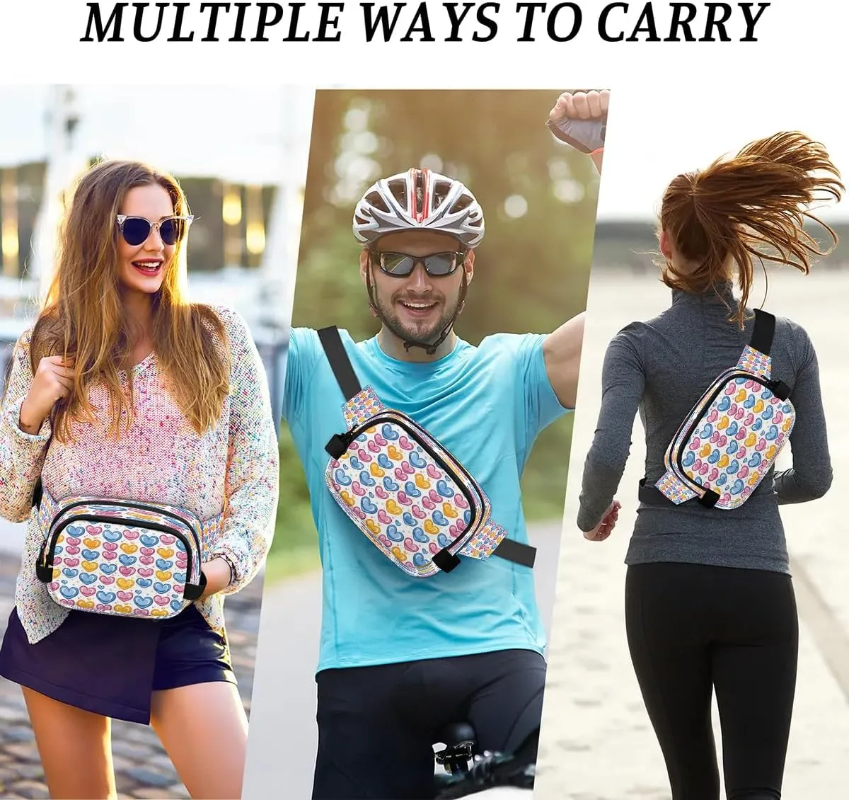 Abstraction Love Retro Prints Fanny Packs for Women Men Waterproof Waist Bag with Adjustable Strap Belt Bag for Travel Running Hiking