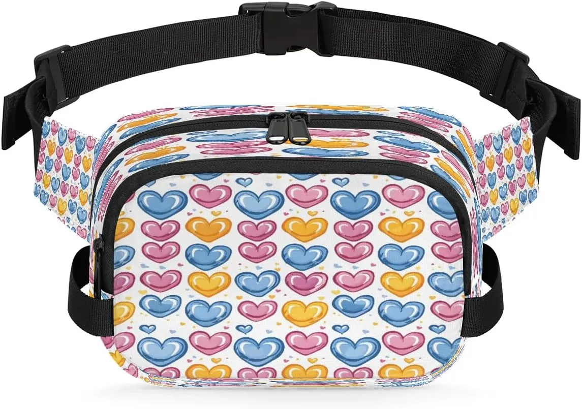 Abstraction Love Retro Prints Fanny Packs for Women Men Waterproof Waist Bag with Adjustable Strap Belt Bag for Travel Running Hiking