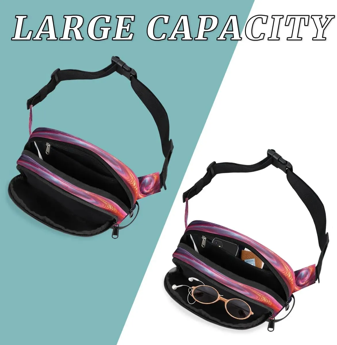 Abstraction Multi Color Pattern Fanny Packs for Women Men Waterproof Waist Bag with Adjustable Strap Belt Bag for Travel Running Hiking