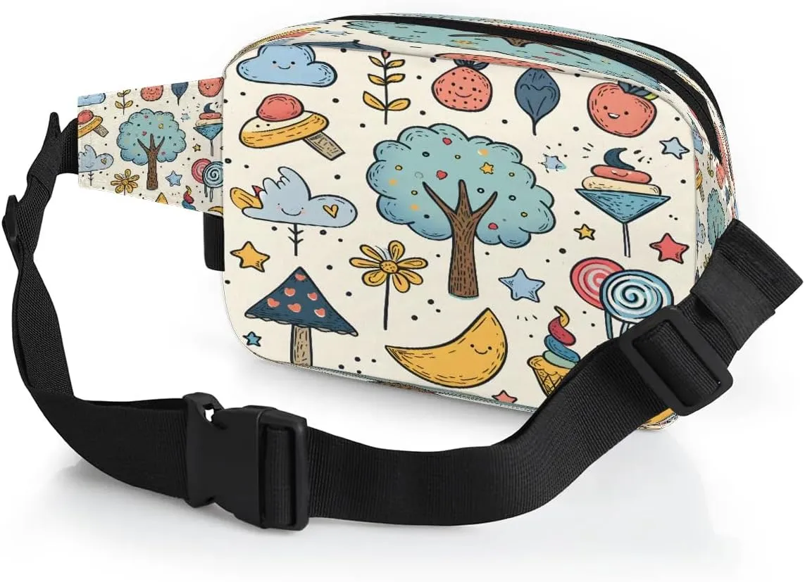 Abstraction Multi Print Fanny Packs for Women Men Waterproof Waist Bag with Adjustable Strap Belt Bag for Travel Running Hiking