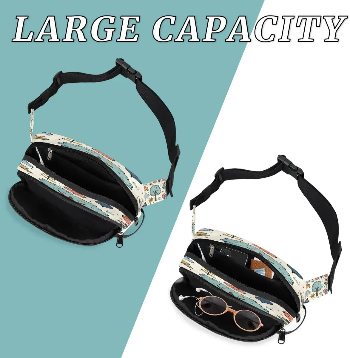 Abstraction Multi Print Fanny Packs for Women Men Waterproof Waist Bag with Adjustable Strap Belt Bag for Travel Running Hiking