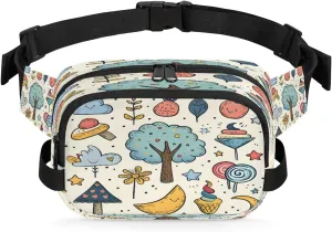 Abstraction Multi Print Fanny Packs for Women Men Waterproof Waist Bag with Adjustable Strap Belt Bag for Travel Running Hiking