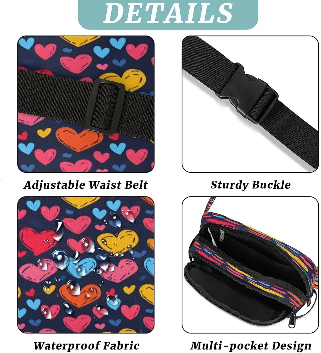 Abstraction Multi-Printing Fanny Packs for Women Men Waterproof Waist Bag with Adjustable Strap Belt Bag for Travel Running Hiking