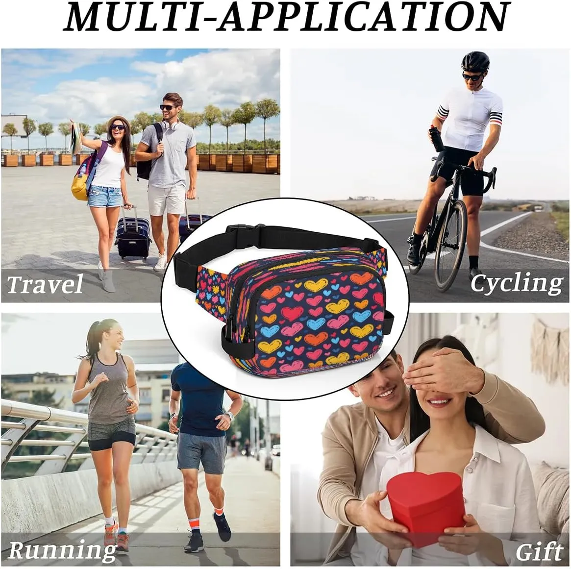 Abstraction Multi-Printing Fanny Packs for Women Men Waterproof Waist Bag with Adjustable Strap Belt Bag for Travel Running Hiking