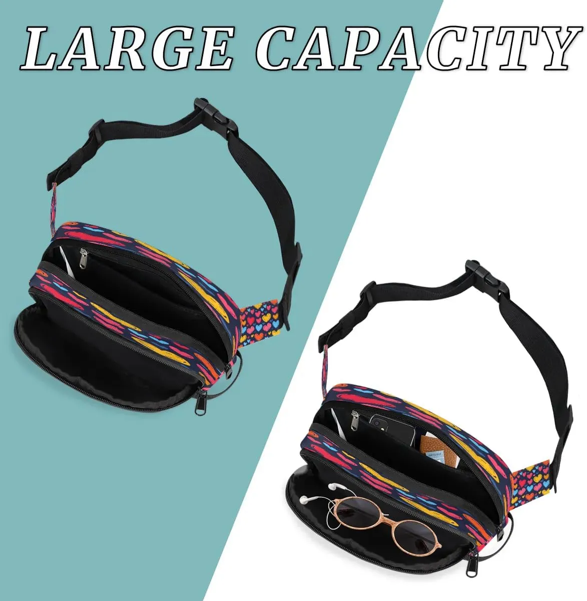 Abstraction Multi-Printing Fanny Packs for Women Men Waterproof Waist Bag with Adjustable Strap Belt Bag for Travel Running Hiking