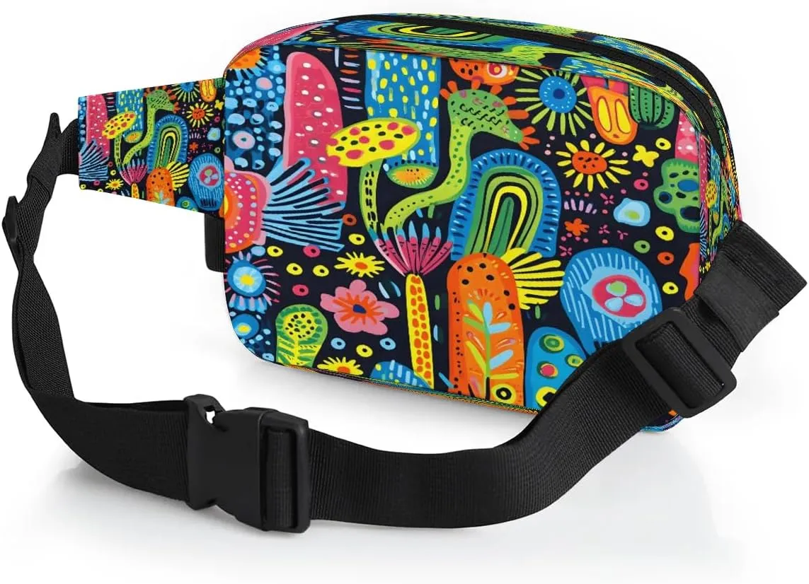 Abstraction Multicolor Dark Fanny Packs for Women Men Waterproof Waist Bag with Adjustable Strap Belt Bag for Travel Running Hiking