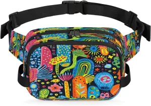 Abstraction Multicolor Dark Fanny Packs for Women Men Waterproof Waist Bag with Adjustable Strap Belt Bag for Travel Running Hiking