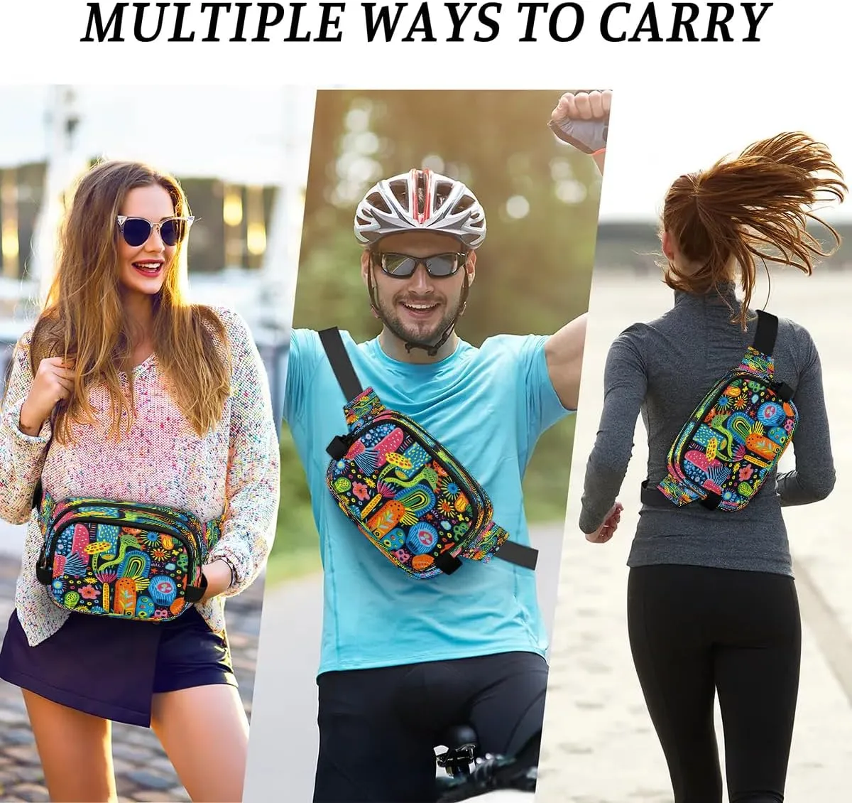 Abstraction Multicolor Dark Fanny Packs for Women Men Waterproof Waist Bag with Adjustable Strap Belt Bag for Travel Running Hiking
