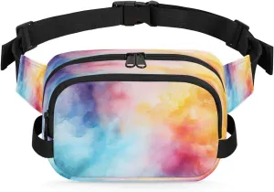 Abstraction Multicolor Print Fanny Packs for Women Men Waterproof Waist Bag with Adjustable Strap Belt Bag for Travel Running Hiking