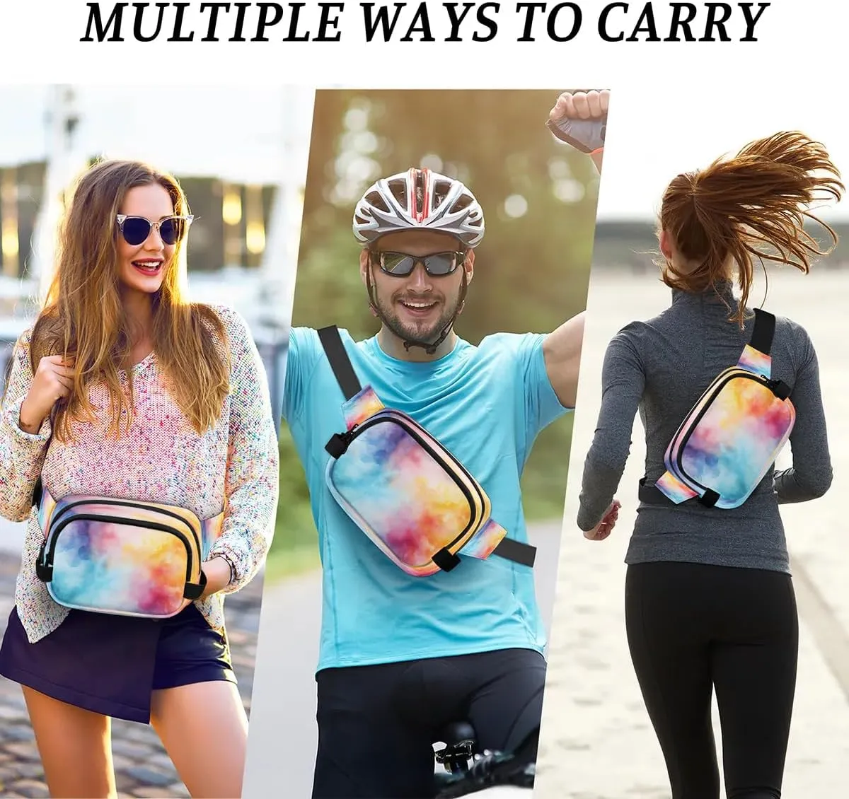 Abstraction Multicolor Print Fanny Packs for Women Men Waterproof Waist Bag with Adjustable Strap Belt Bag for Travel Running Hiking