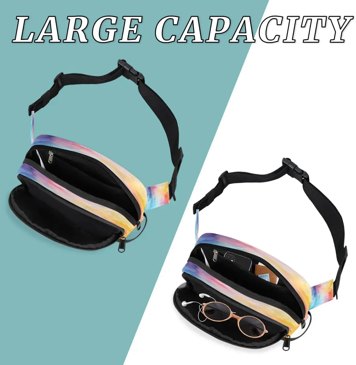 Abstraction Multicolor Print Fanny Packs for Women Men Waterproof Waist Bag with Adjustable Strap Belt Bag for Travel Running Hiking