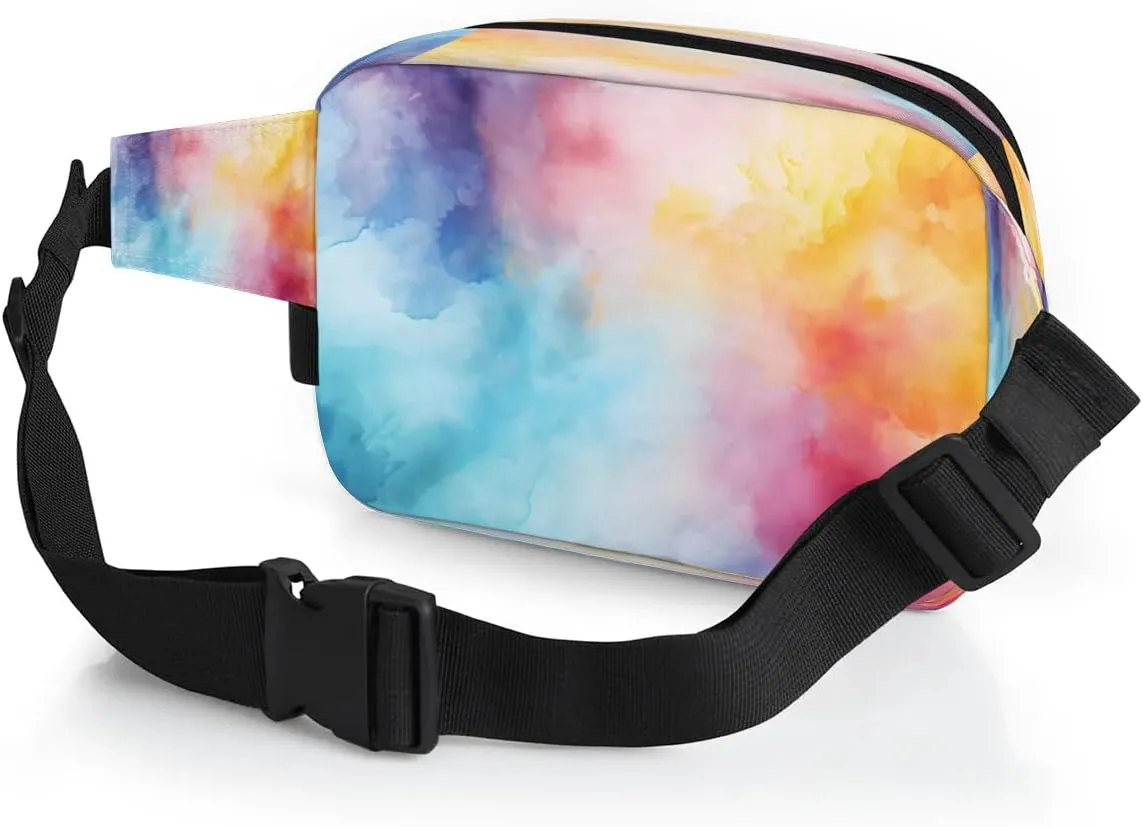 Abstraction Multicolor Print Fanny Packs for Women Men Waterproof Waist Bag with Adjustable Strap Belt Bag for Travel Running Hiking