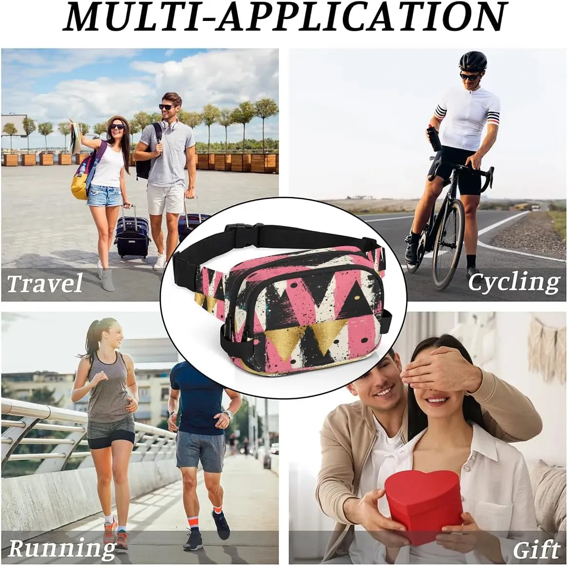 Abstraction Texture Pattern Fanny Packs for Women Men Waterproof Waist Bag with Adjustable Strap Belt Bag for Travel Running Hiking
