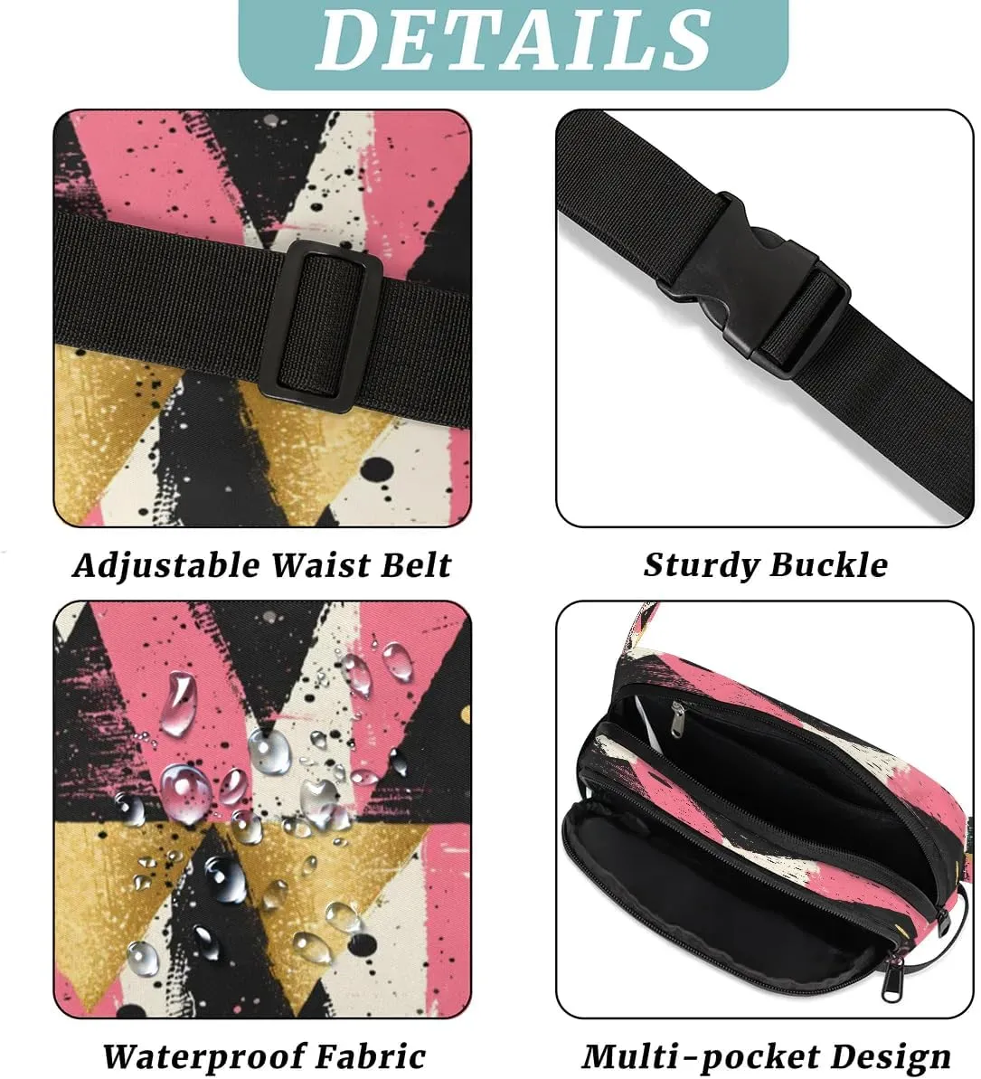 Abstraction Texture Pattern Fanny Packs for Women Men Waterproof Waist Bag with Adjustable Strap Belt Bag for Travel Running Hiking