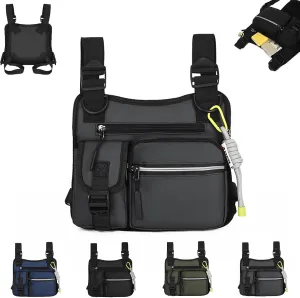 Adjustable Zipper Multi-Functional Tactical Chest Bag Chest Bag for Men for Hiking, Fitness, Outdoor (Gray)