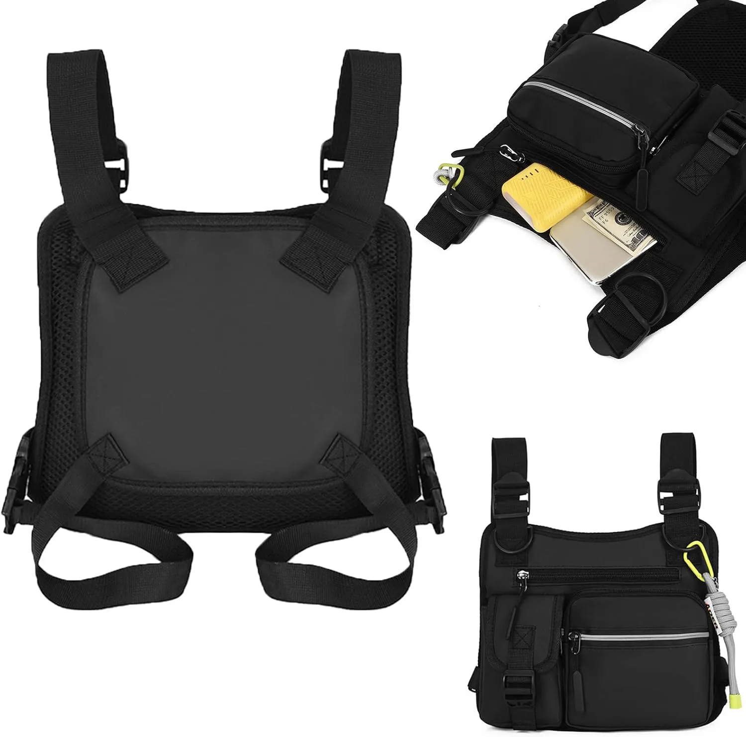 Adjustable Zipper Multi-Functional Tactical Chest Bag Chest Bag for Men for Hiking, Fitness, Outdoor (Gray)