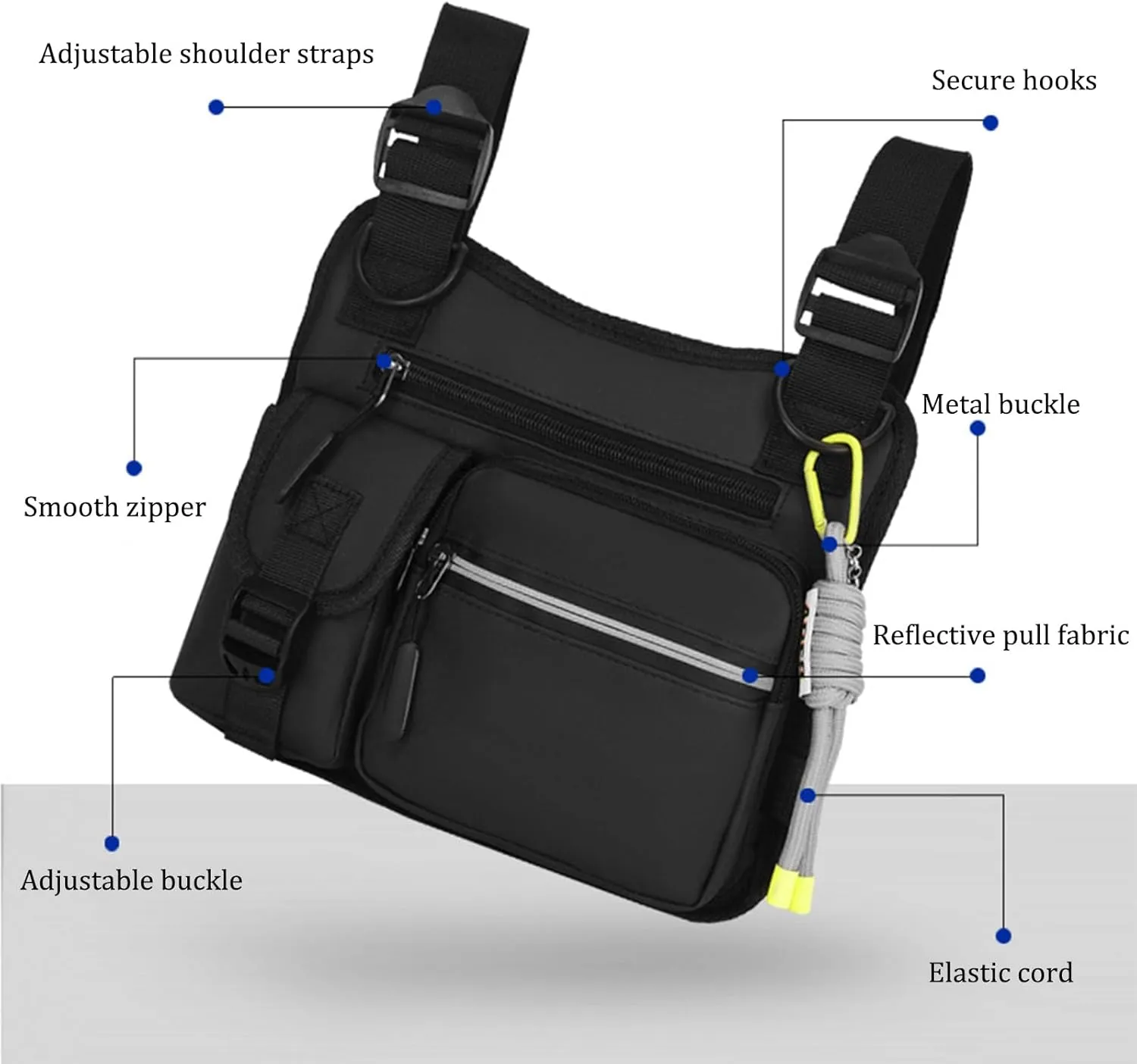 Adjustable Zipper Multi-Functional Tactical Chest Bag Chest Bag for Men for Hiking, Fitness, Outdoor (Gray)
