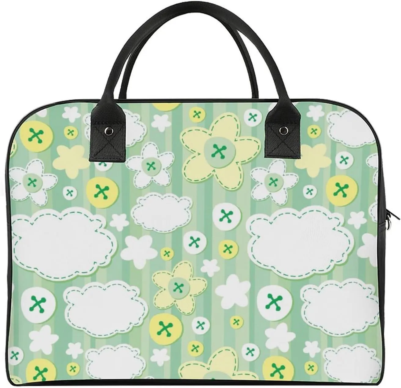 Adult Large Capacity Nylon Rosa Chinensis Elegant Handbag for Journey 13" X 19" X 8"