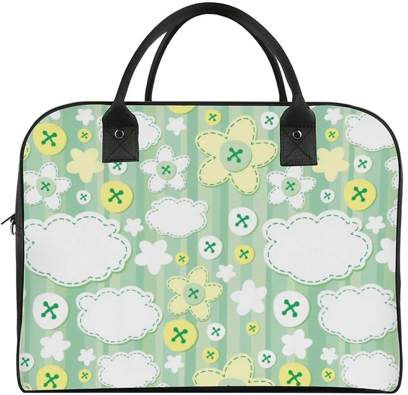 Adult Large Capacity Nylon Rosa Chinensis Elegant Handbag for Journey 13" X 19" X 8"