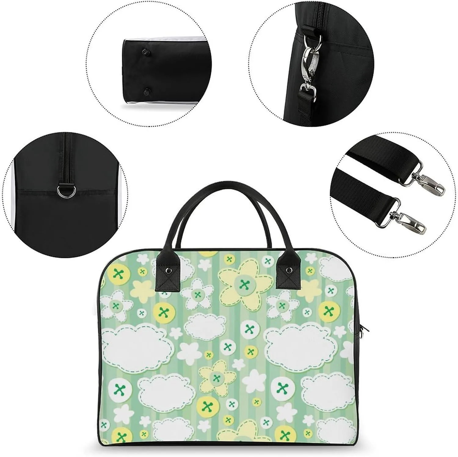 Adult Large Capacity Nylon Rosa Chinensis Elegant Handbag for Journey 13" X 19" X 8"