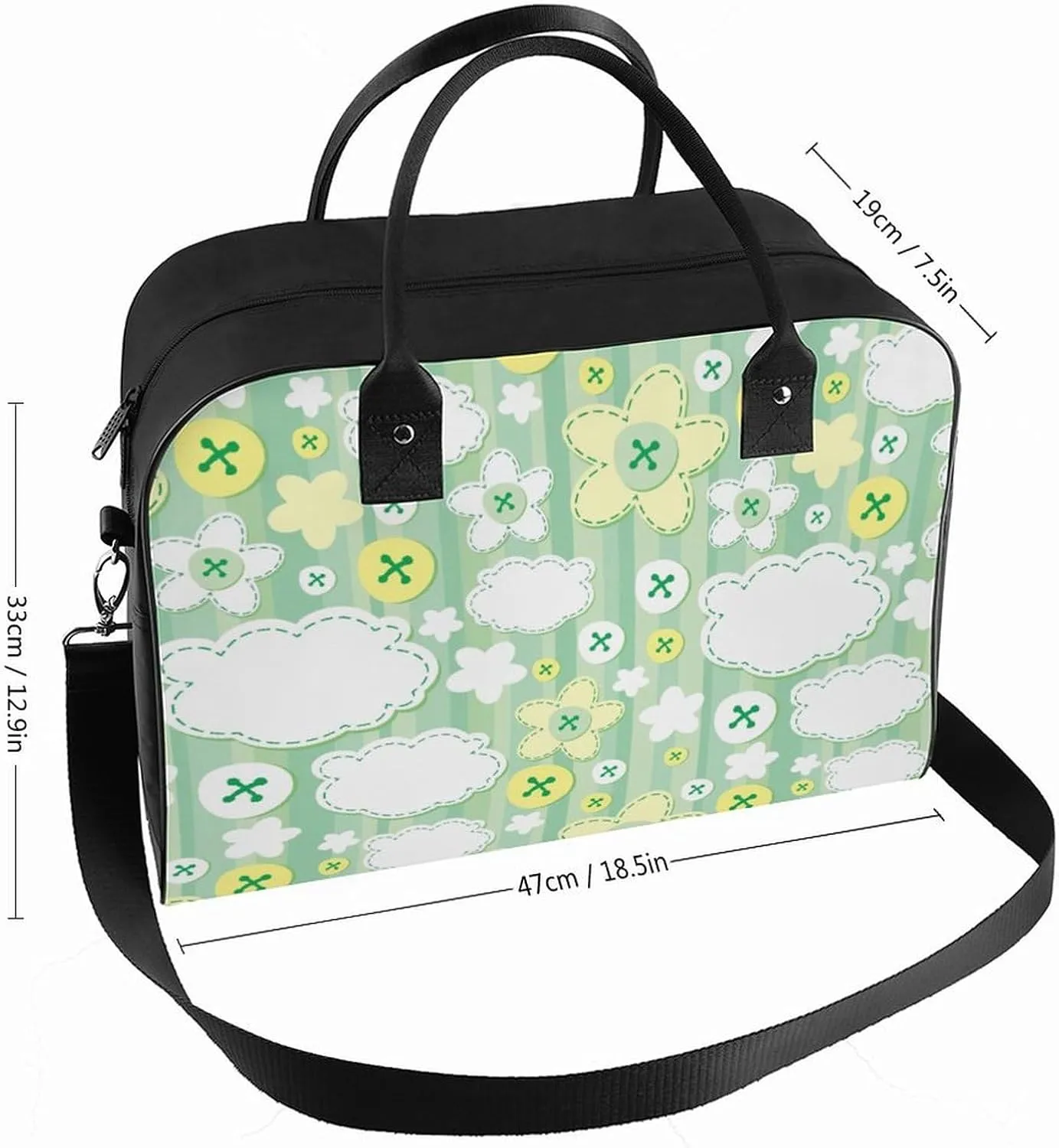 Adult Large Capacity Nylon Rosa Chinensis Elegant Handbag for Journey 13" X 19" X 8"