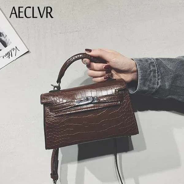 AECLVR Alligator Women Leather Bag