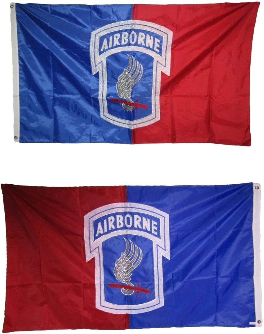 AES 3x5 Embroidered Airborne 173rd Division Double Sided 210D Nylon Flag 3'x5' Clips House Banner Double Stitched Fade Resistant Premium Quality